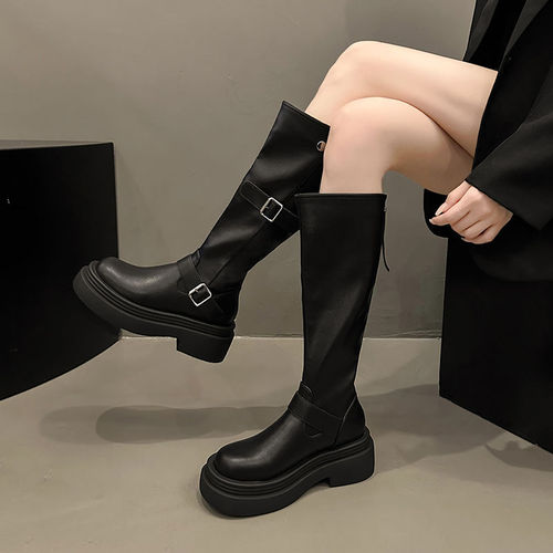 Cool and fashionable, versatile, street style tall boots for women, new style in 2024 autumn, Merrell height-increasing thick-soled skinny boots 