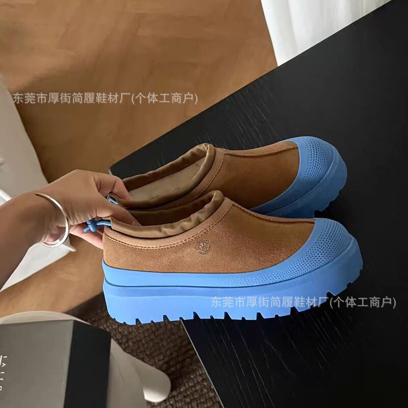 Guangzhou winter Tasman Yibo style snow boots, leather and fur integrated, low-top, candy-colored cotton shoes for couples