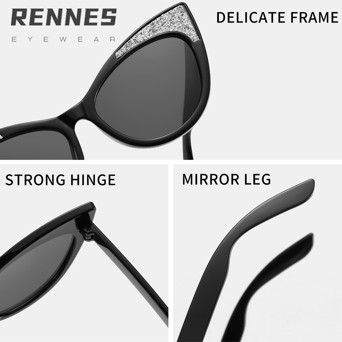 Nuevas gafas de sol de orejas de gato finas y brillantes para niños transfronterizos, color caramelo, gafas de sol al aire libre para bebés lindos