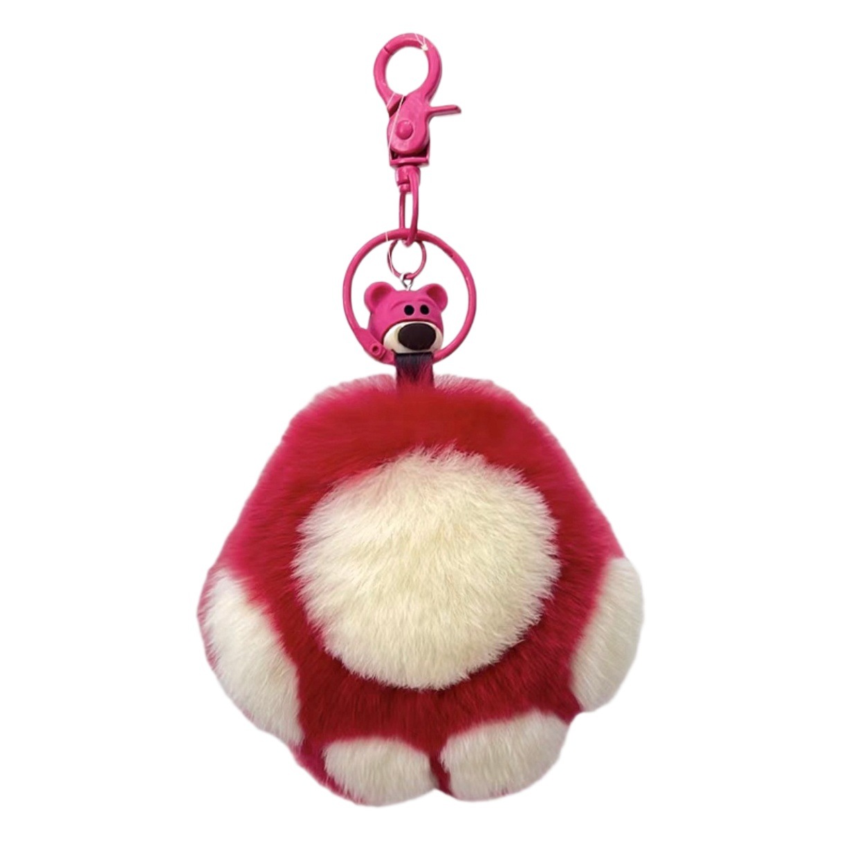 Pata de oso fresa mochila colgante bolsa colgante coche llavero colgante real Rex conejo piel lindo gato garra