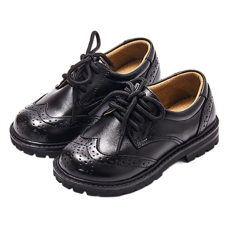 Черные туфли из натуральной кожи для мальчиков, весна-осень 2021, новые студенческие туфли на шнуровке для фортепиано, обувь для мальчиков, модная школьная обувь