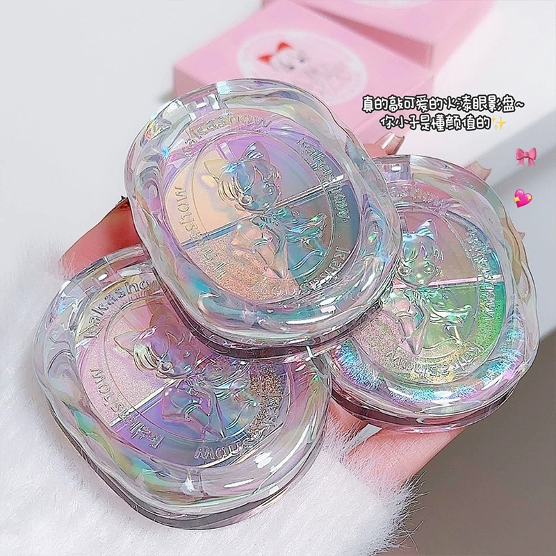Тушь/Тени для век Kakashow Girl Heart Four Color Eye Shadow слабо насыщенные молочно-серые диски, световой мерцание, ежедневные поездки и белый оттенок лица
