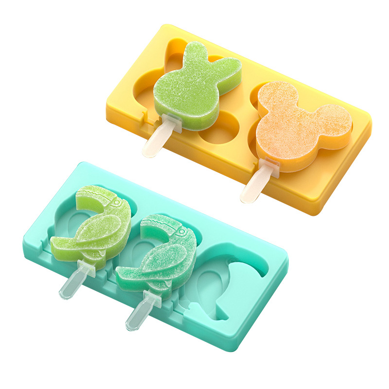 2 colores en stock helado molde de silicona Mickey Mouse Tucan paleta molde bricolaje hecho a mano molde de helado casero