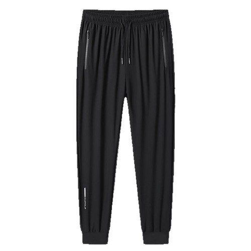 Cross-border men's elastic sports pants summer thin large size ice silk pants straight leg quick-dry casual breathable men's pants