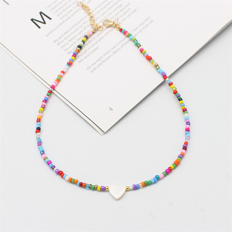 Original Design Heart Shape Beaded Inlaid Shell Womenu0027S Necklace