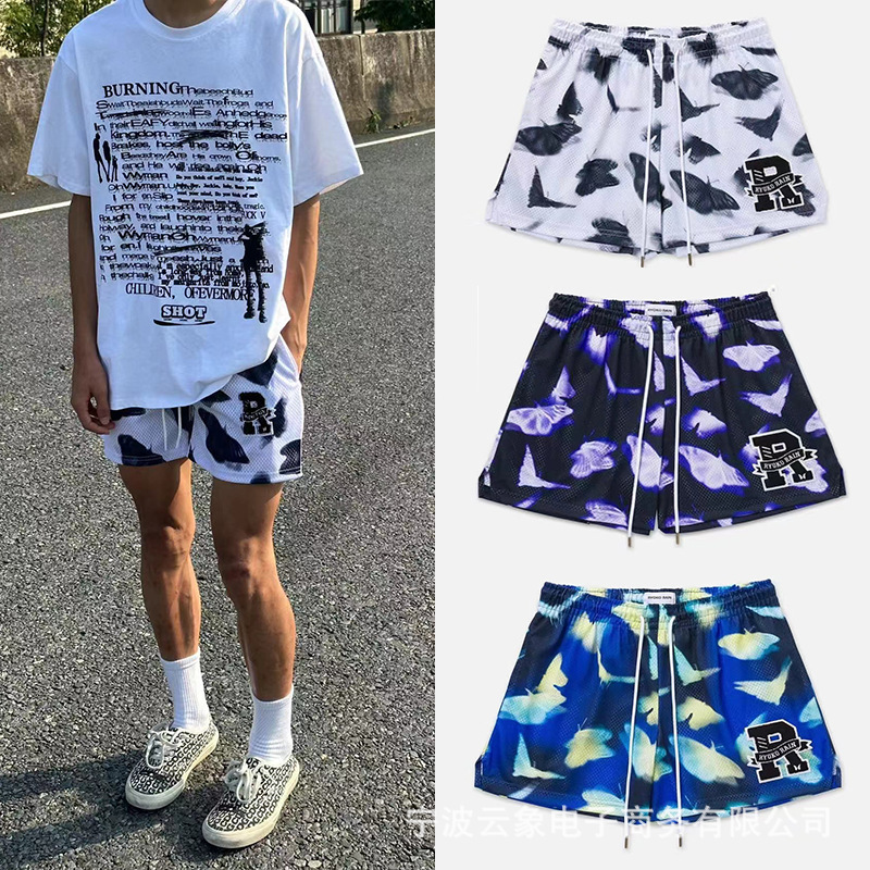 American Style Trendy Brand Rain Casual Butterfly Four-point Shorts Summer Mesh Breathable Quick-drying Basketball Four-point Men's and Women's American Style Trendy Brand Rain Casual Butterfly Four-point Shorts Summer Mesh Breathable Quick-drying Basketball Four-point Men's and Women's