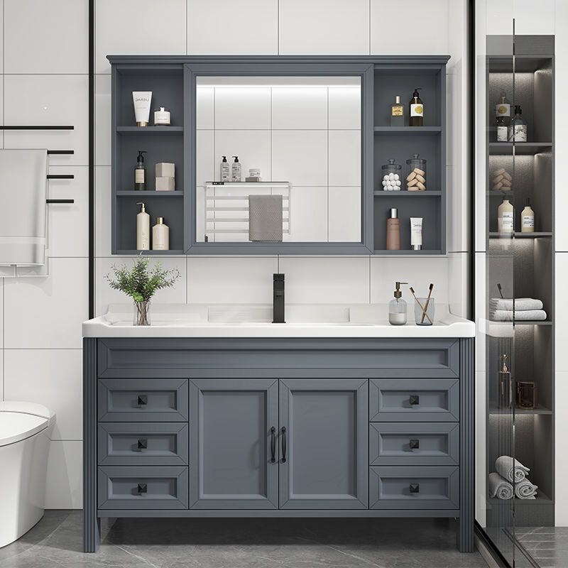 Carbon Fiber Bathroom Cabinet with Integrated Ceramic Basin, Washbasin Cabinet Set, Bathroom Vanity with Integrated Washbasin Countertop