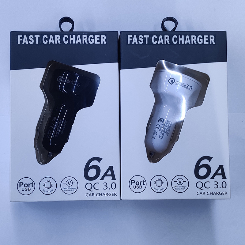 New 3 USB Port Car Charger QC 3.0 Fast Charging Car Charger USB 3-in-1 Phone Car Charger