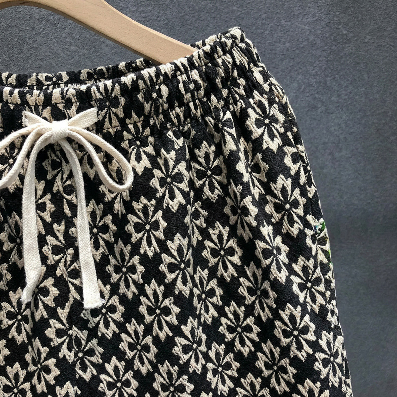 Unisex Light Luxury Summer Houndstooth Print Shorts, High Street Fashion Loose Fit 5-Point Shorts For Casual Wear_viptrois.com