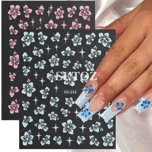 2024 Spelling Evening New Nail Art Stickers French Sweet Fresh Cherry Blossom Nails DIY Back Adhesive Stickers