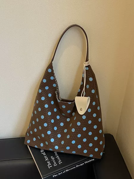 Cross-border bestseller large-capacity polka dot tote bag 2026 new model for women, high-end versatile commuter shoulder bag, trendy