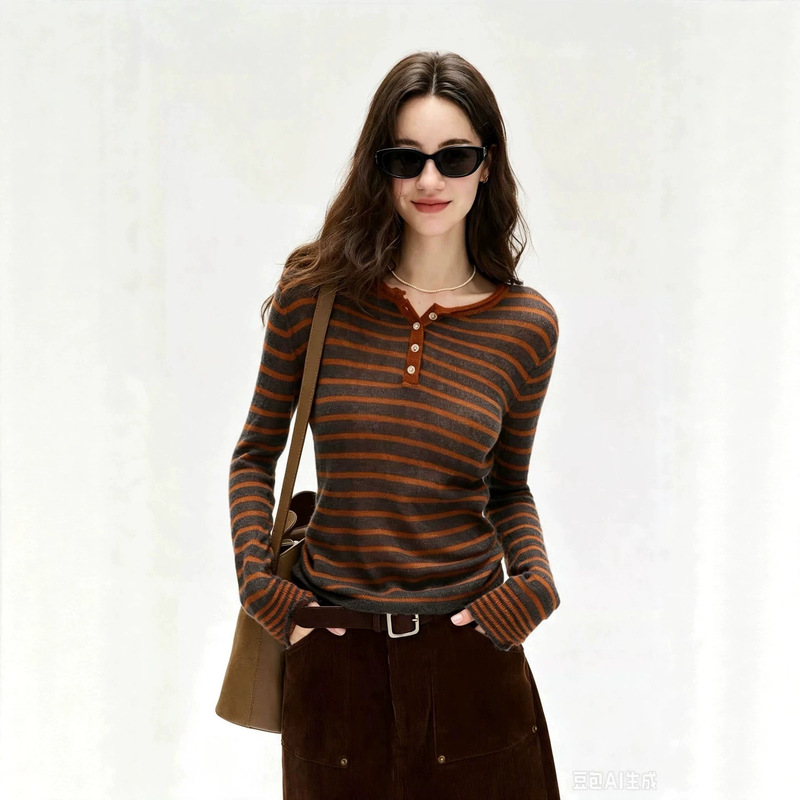 Botanique Botanical "Black Chocolate Tangerine" Soft Alpaca Striped Sweater Botanique Botanical "Black Chocolate Tangerine" Soft Alpaca Striped Sweater