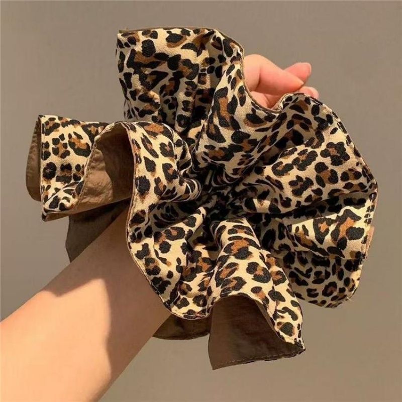 Eleganter Leopard Print Scrunchie Mit Doppelter Lage Haarband_voghion.com