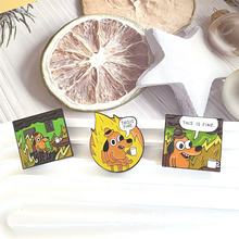 THIS IS FINE Dog趣味动物漫画珐琅卡通狗胸针翻领别针包动物徽章