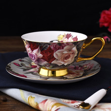 金边时尚欧式复古风情侣咖啡杯碟下午茶礼盒装骨瓷礼品拉花杯