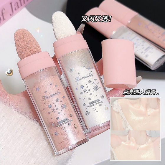 Fairy Highlight Pat Powder Flash Pearlescent Bride Face Clavicle Body Shining Powder Shining Silkworm Eye Shadow