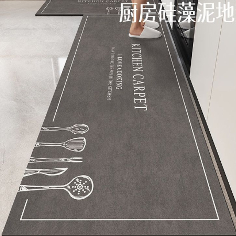 Transfronterizo simple ligero de lujo alfombra de cocina de barro de diatomeas resistente a la suciedad alfombra de absorción de agua doméstica fácil de cuidar alfombra de puerta seca rápida antideslizante