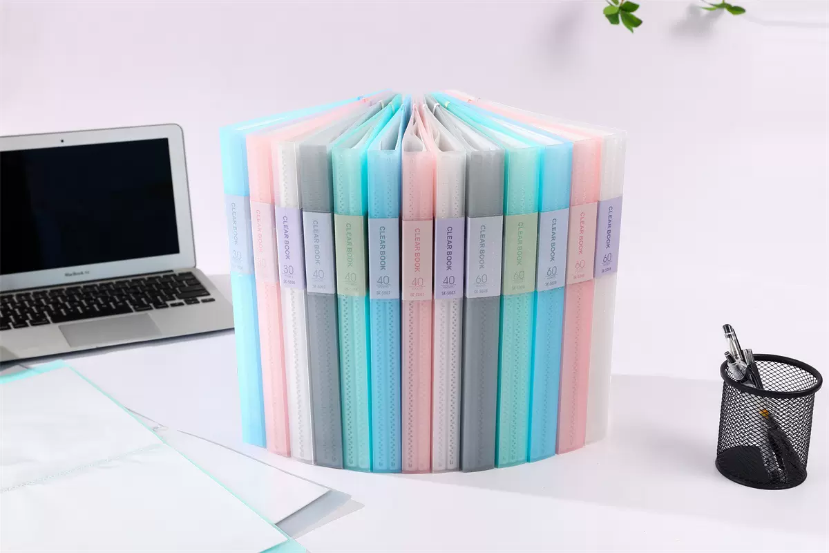 新款果味系列资料册彩色乐谱透明磨砂A4文件夹多层插页试卷夹批发