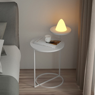 Bedside Small Round Table Bedroom Mini Small Bedside Table Simple White Side Table Iron Minimalist Round Bedside Table