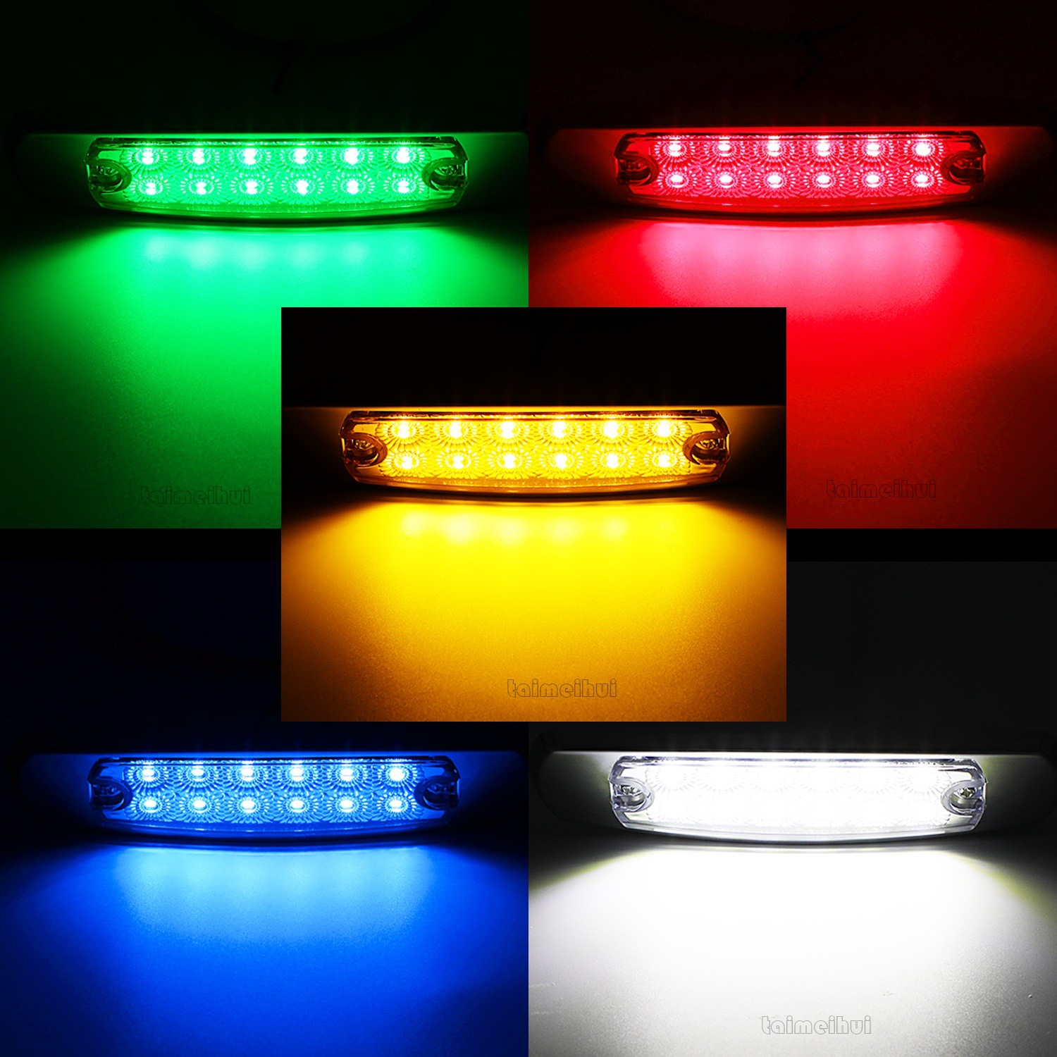 Exportación transfronteriza 12V-24V12LED luz lateral del lado del camión luz de ancho de luz de galvanoplastia marco luz lateral del lado del camión luz indicadora