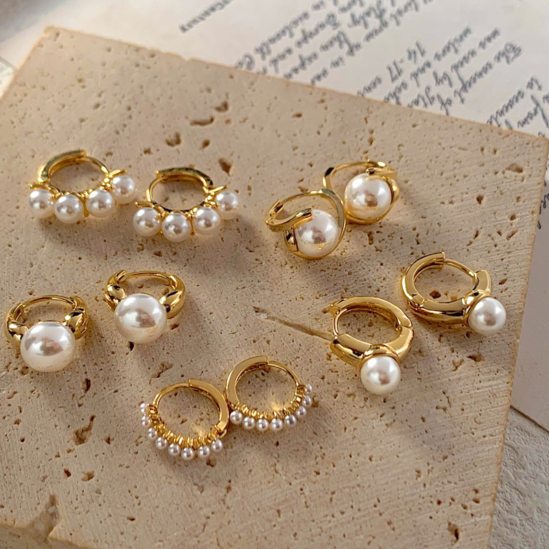 Daily, Shopping Occasion 1 Pair Retro Lady Geometric Plating Imitation Pearl Copper Earrings