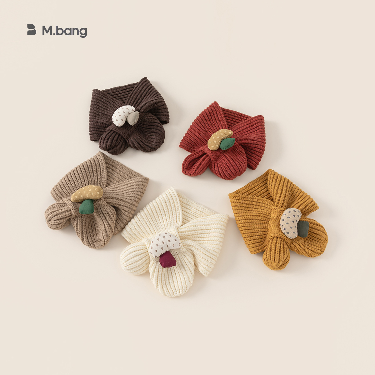 Bufandas infantiles invierno nuevo hongo tridimensional niñas bebés grueso caliente protector de cuello niño de punto cruzado bucal