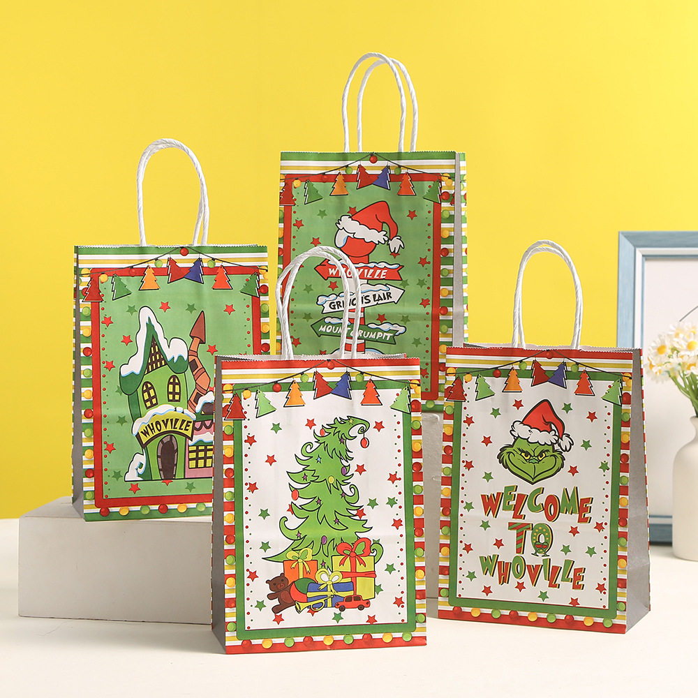 印花礼物礼品袋圣诞手提袋创意卡通购物袋牛皮纸纸袋子批发包装袋