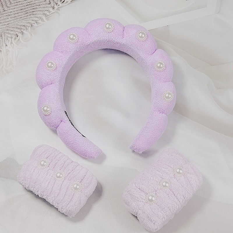 기계 재봉 트위스트 진주 헤어 밴드-보라색 (20*17*4cm 89g)