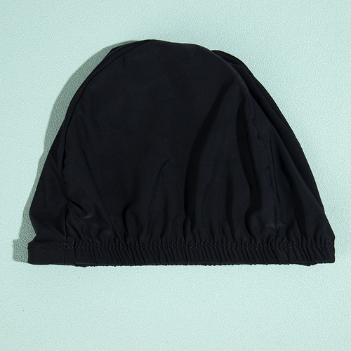 Polyester cloth swimming pool swimming cap, high elasticity adult universal design and color independent packaging cardboard hot spring swimming cap