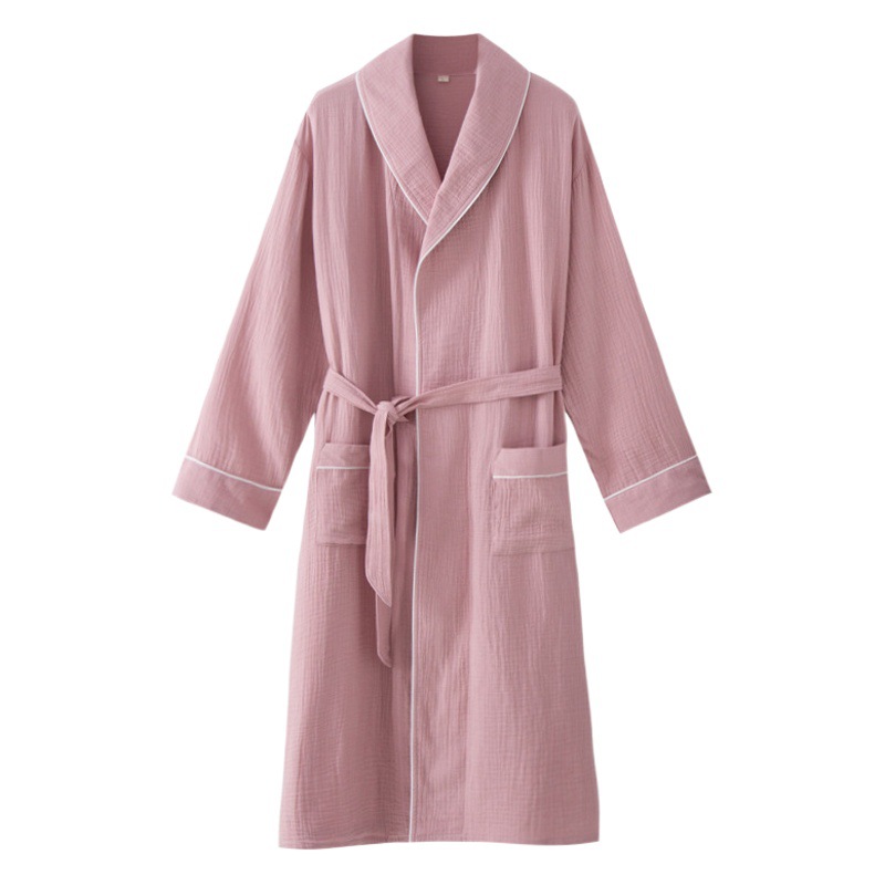 Pijamas de los hombres y las mujeres de algodón gasa camisón albornoz desgaste del hogar par crepe textura hilo para el Hotel salón belleza