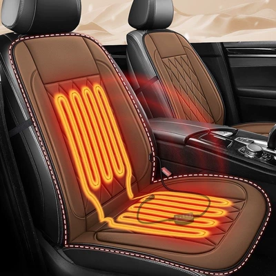 Car Heated Seat Cushions — Multi-function pad - diamond-shaped-double-seat-coffee-color-e-commerce-version