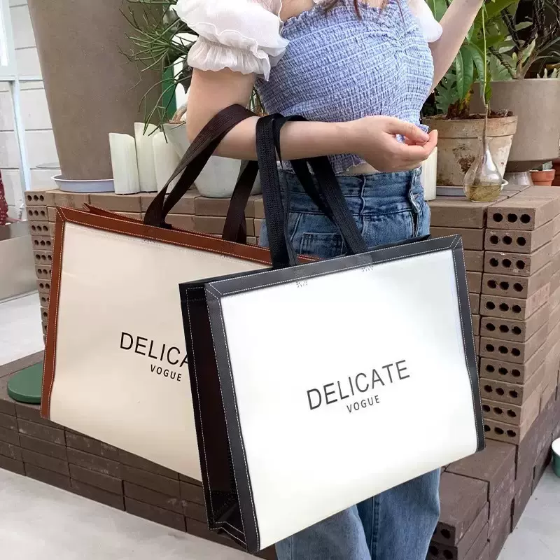 定制logo服装店手提袋无纺布袋礼品包装袋子衣服环保购物复古风格