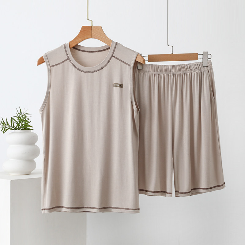Men's Modal Vest Set Thin Summer Sleeveless Two Piece Casual Plus Size Pajamas Or Loungewear Style_voghion.com