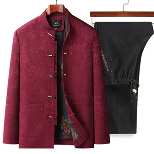 Dad autumn coat middle-aged and elderly Tang suit men's jacket Chinese style grandpa suit spring and autumn clothes for the elderly 70 years old