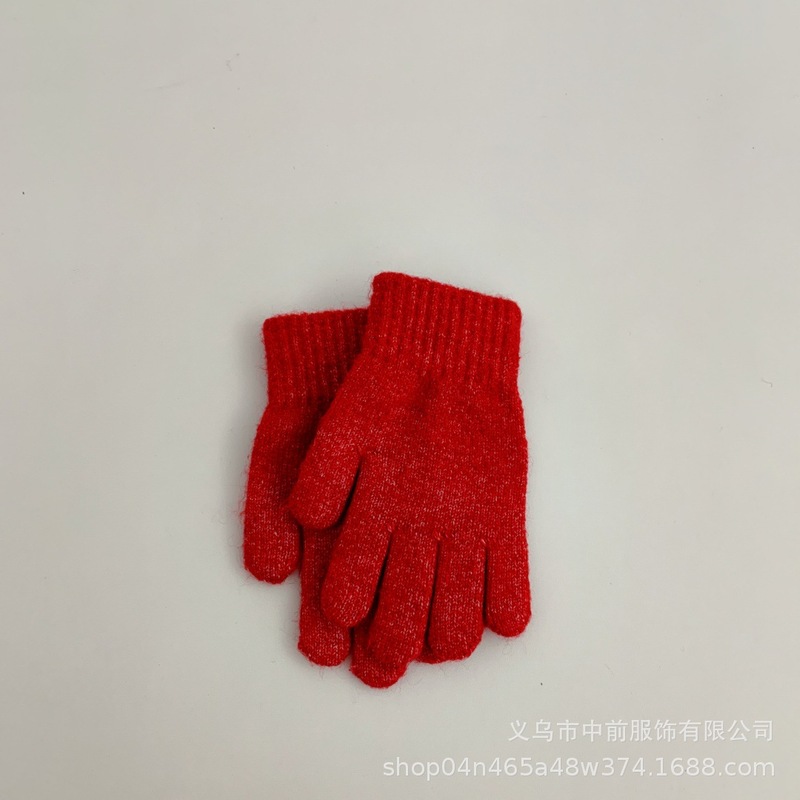 韩版儿童纯色百搭针织手套潮2025冬季男女童宝宝保暖防寒分指手套|undefined