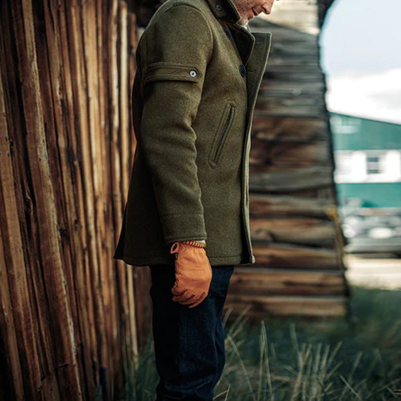 2024 Herbst/Winter Zweireiher Jacke Herren British Style Fashion Solid Color Wollmantel_voghion.com