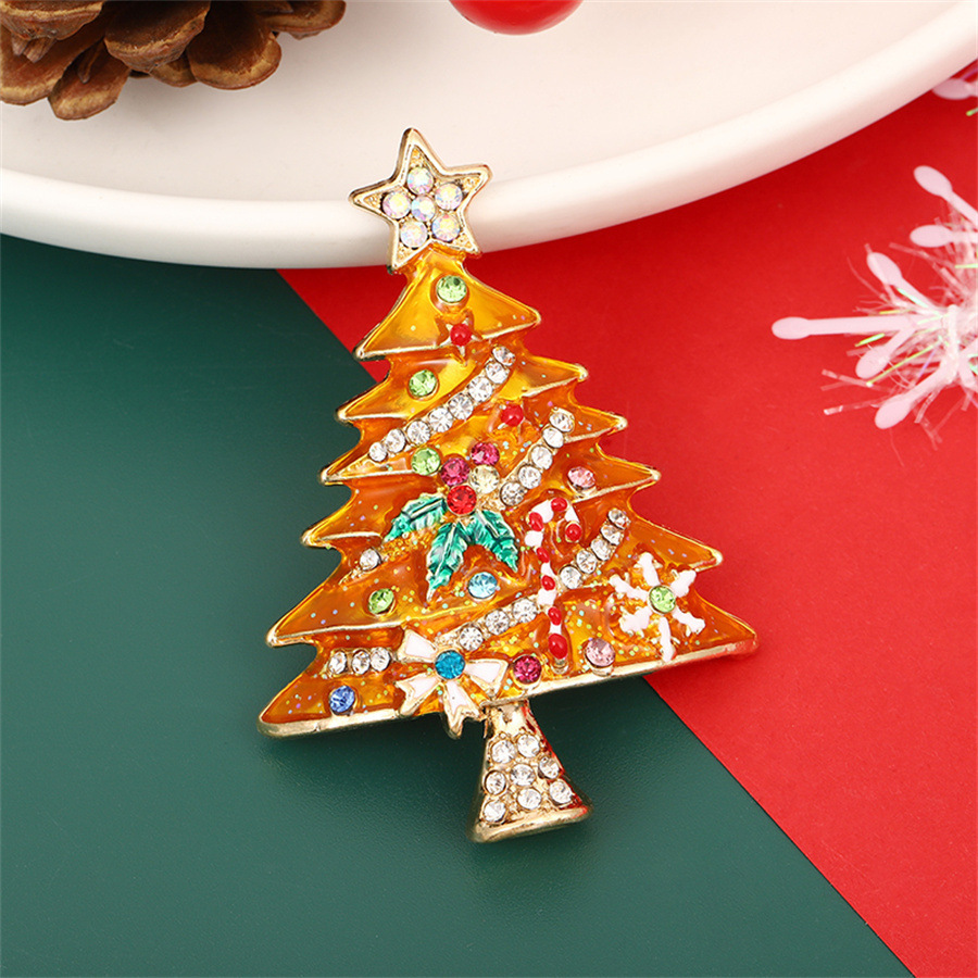 2024 nuevo broche de Navidad de diamante de diamante de caída de aceite árbol de Navidad broche de diamante de invierno suéter accesorios de traje
