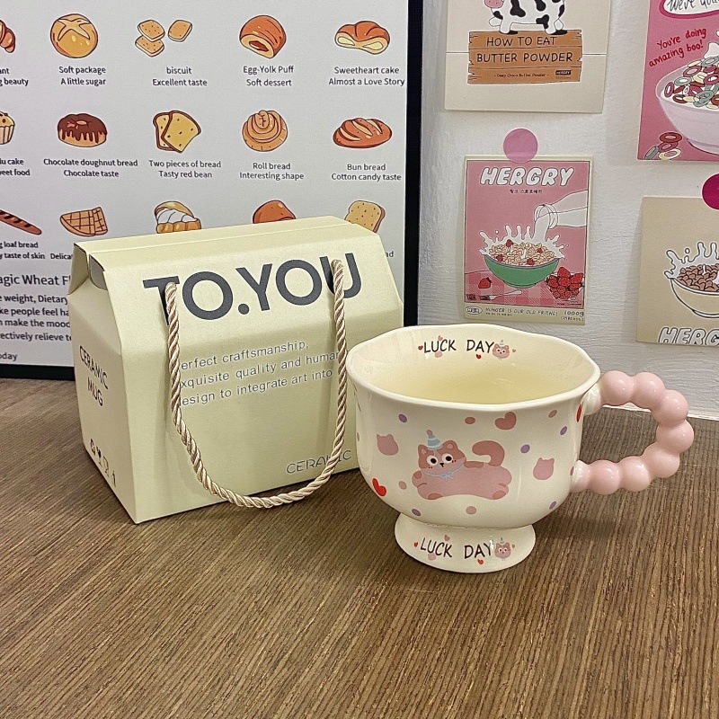 Taza de cachorro lindo Taza de alto valor Regalo de cumpleaños femenino Taza de cerámica Regalo de mano Taza de agua Café Taza de pareja