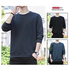 秋冬の大きいサイズのベルベットと肥料を加えて長袖tシャツの丸首の中で青年が上着をかぶせて男性のセーターを着ます
