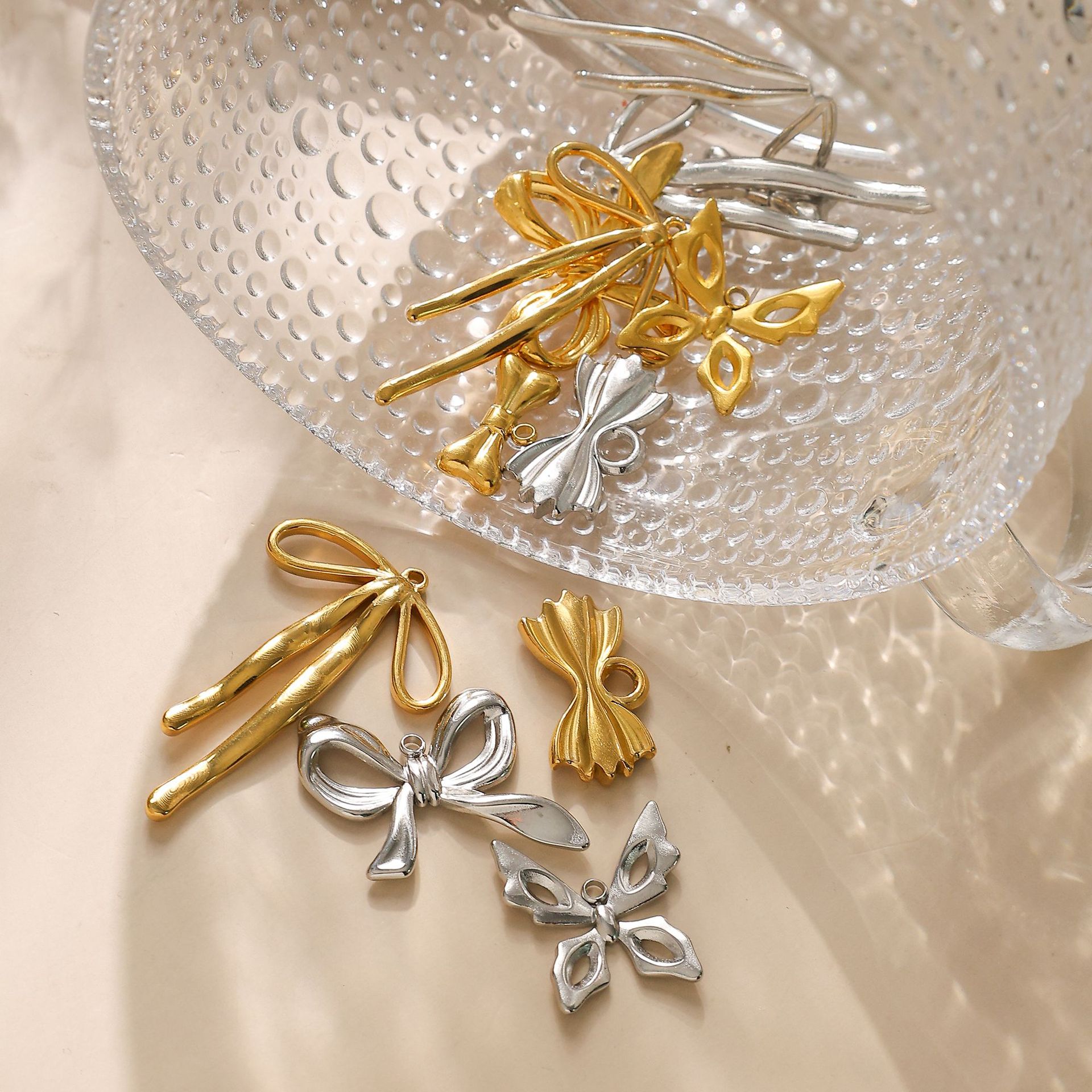 All Seasons Season Plating Design 1 Piece 304 Stainless Steel Bow Knot Pendant Charms