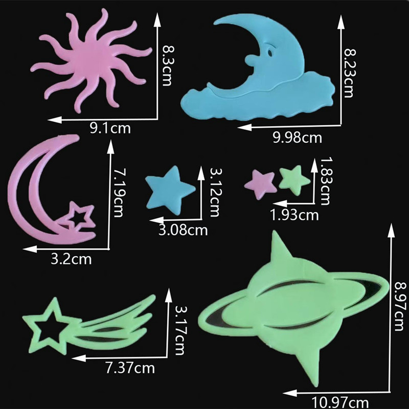Estrellas de color luna pegatinas de luz nocturna meteoros luminosos pared decoración de ventana fluorescente transfronteriza pegatinas de refrigerador estrella cosmos image 45