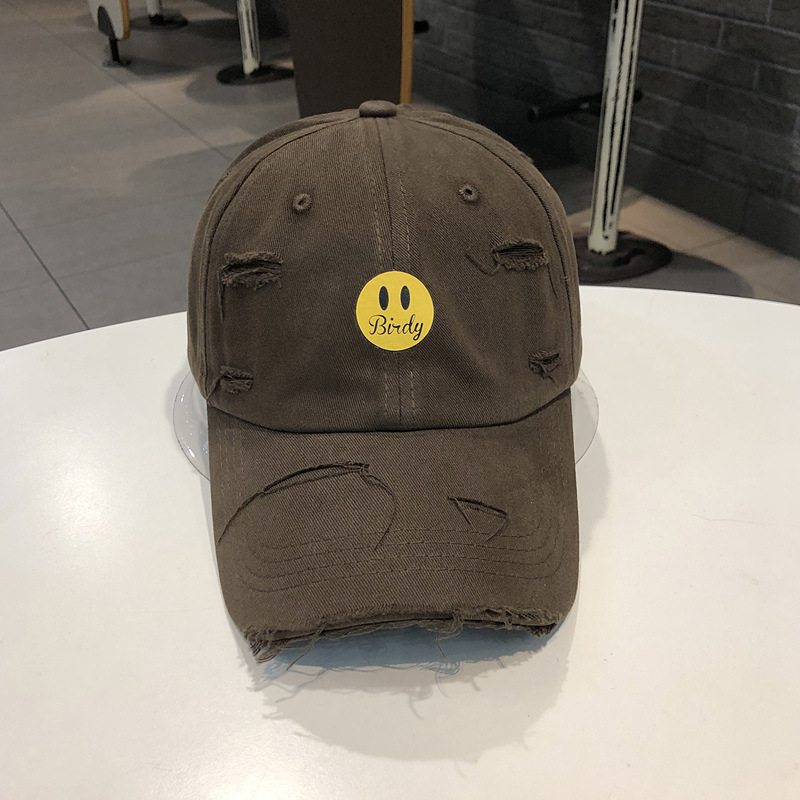 Sombreros de moda sonriente sombrero de béisbol letras estampadas en caliente agujeros primavera y verano sombrero de béisbol callejera de moda con sombrero de sombra