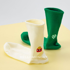 Socks for Women - Summer Style, Thin Model, Casual Wear, Summer Mid-Calf, Spring and Autumn Version, Green, Versatile, Skateboard Sport Socks