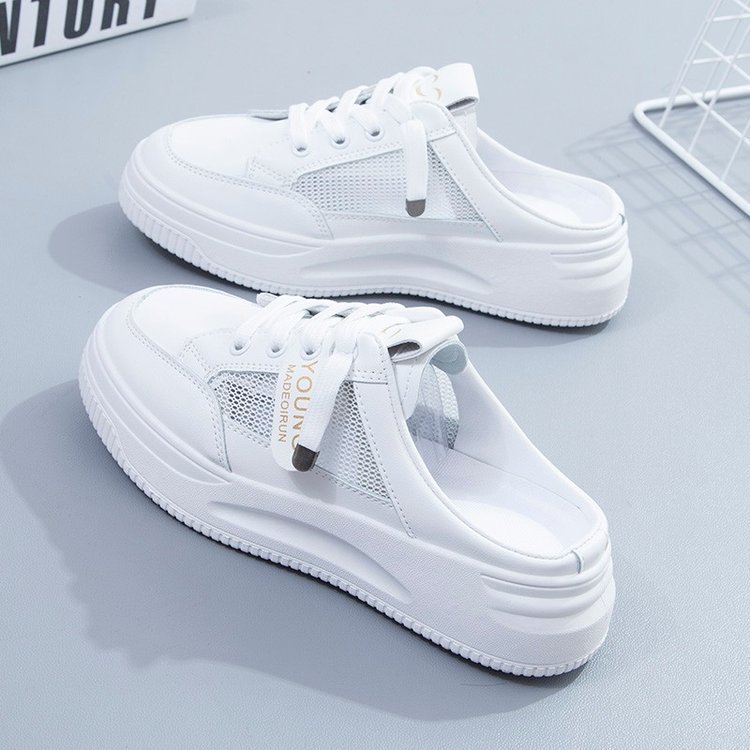 2025 nuevo verano medio zapatillas pequeñas zapatillas de mujer blancas perezosas in-mode zapatillas frías de moda suela gruesa