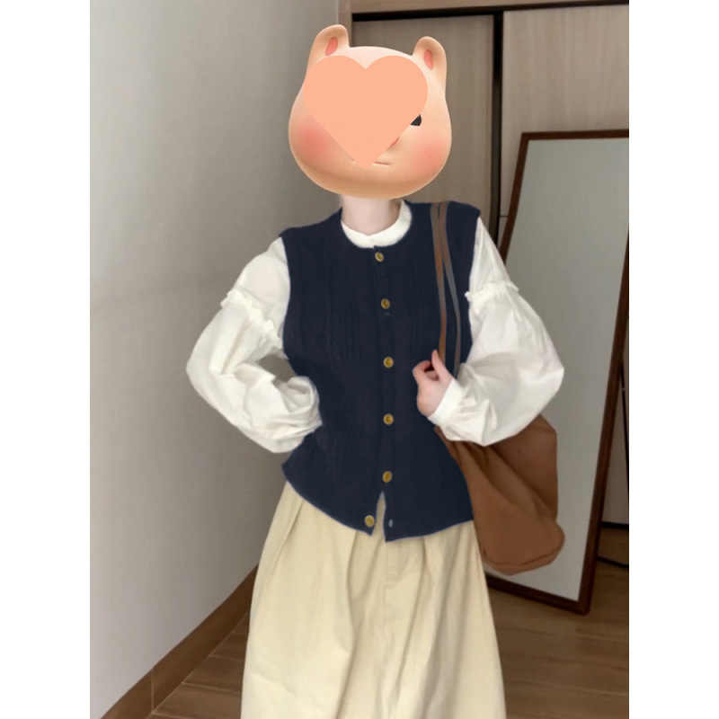衬衫马甲套装长裙2025早秋新款半身连衣裙子女春秋韩系时尚感穿搭|undefined