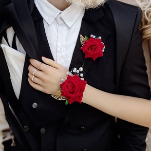 Cross-Border Wholesale Wrist Corsage Corsage Brooch Combination Set Suitable for Spring, Summer, Autumn and Winter Wedding Corsage Wrist Corsage