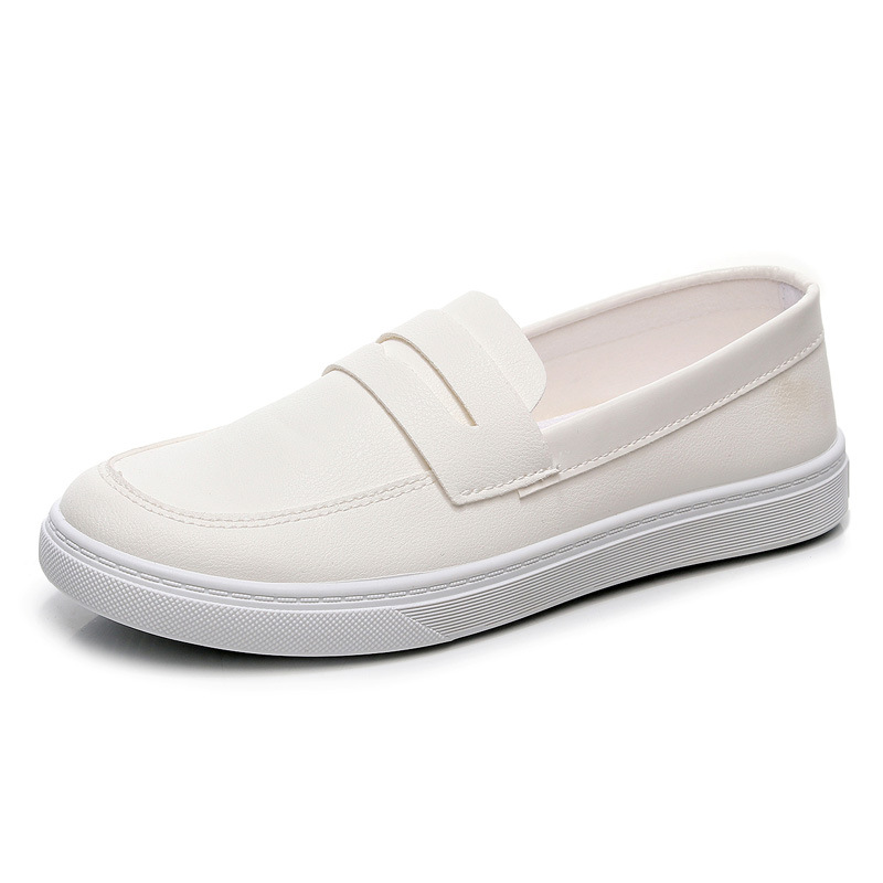 Women's Spring and Autumn Nurse Shoes with Soft Soles, Non-Tiring, White Medical Shoes, Anti-Slip Flat Single Shoes, Slip-On White Shoes