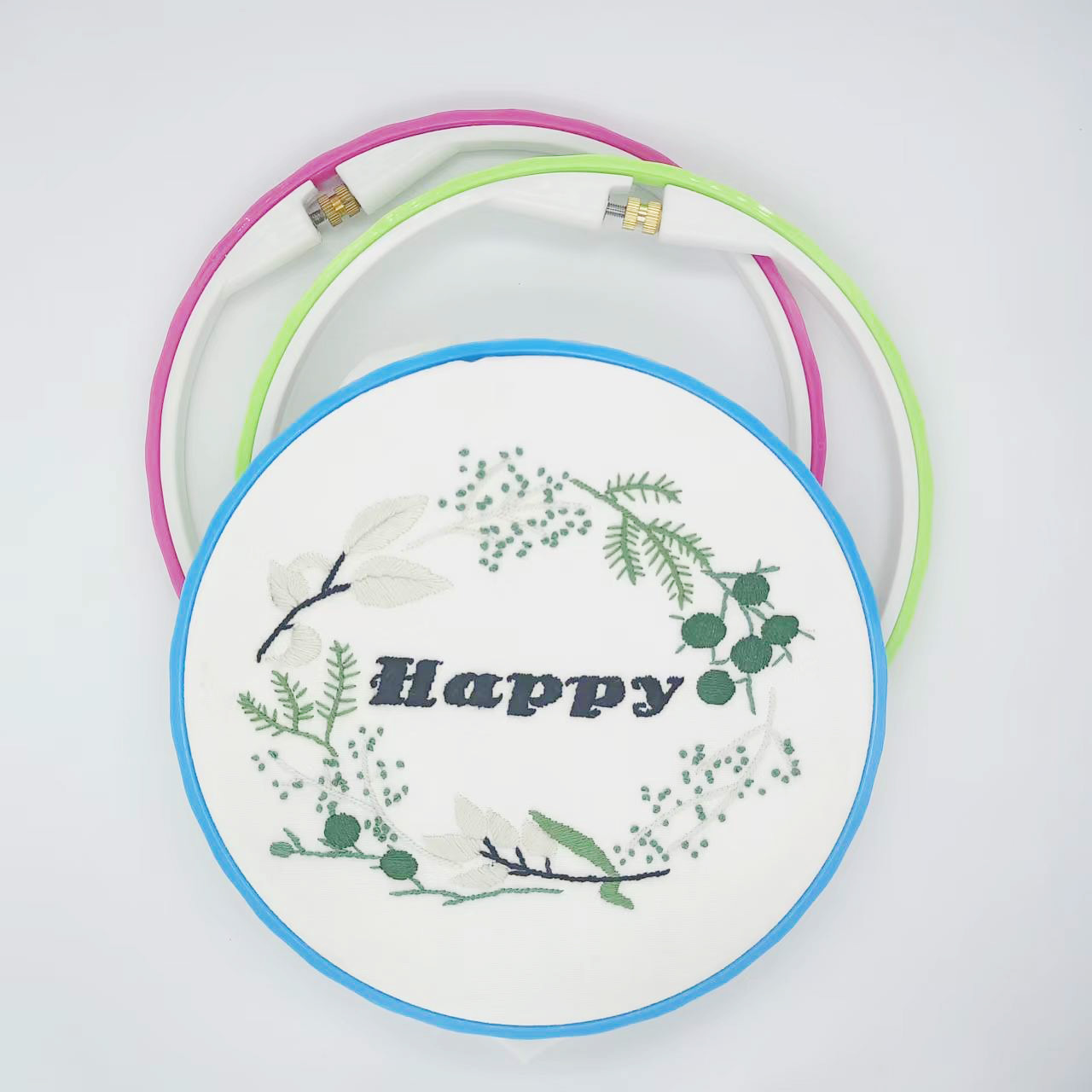 新型外扩式绣绷 彩色塑料绣花圈刺绣用紧固圈十字绣戳戳乐DIY道具