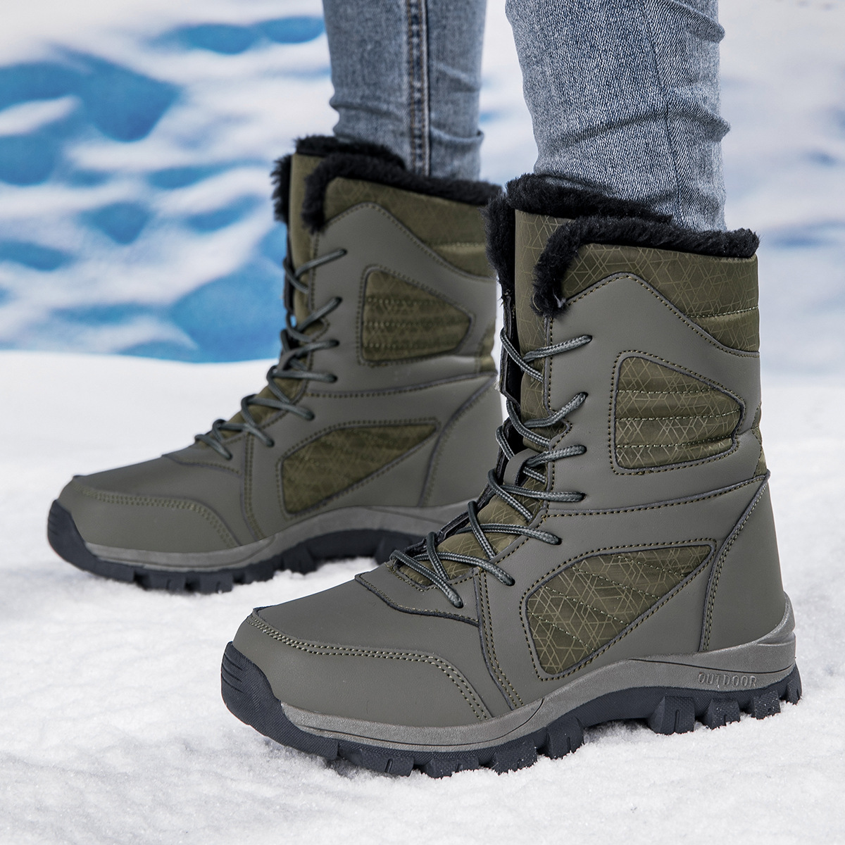 Botas de algodón de invierno para mujeres al aire libre más vello grueso calentamiento botas de nieve de comercio exterior zapatos de mujer de tamaño grande image 28