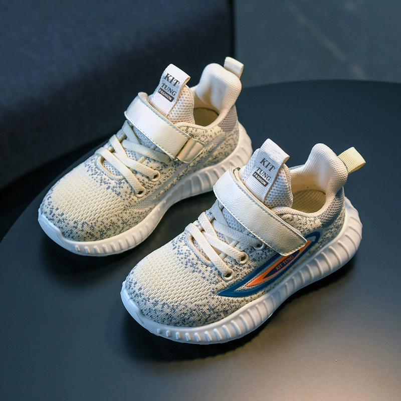 Спортивная обувь для мальчиков, сетчатая обувь для девочек, новинка весны и осени 2025, кокосовые туфли, дышащая сетка, вязаные туфли для малышей и средних детей.